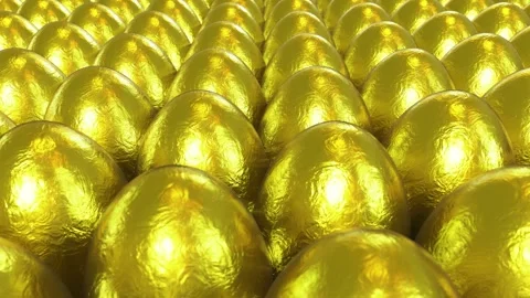 Fancy textured gold Easter eggs rendered in UHD Stock Footage 266103891