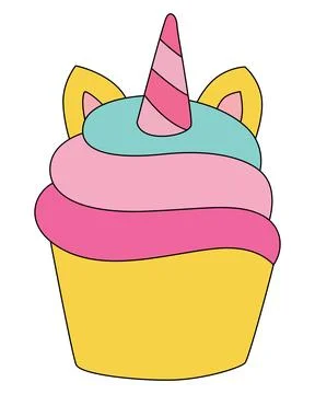 A fancy unicorn cupcake vector illustration Stock Illustration