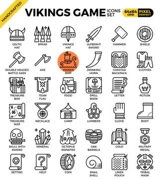 Fancy vikings game icons Illustrazione stock