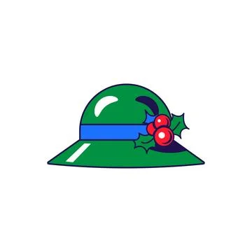 Fancy wide-brimmed hat with holly decoration Stock Illustration