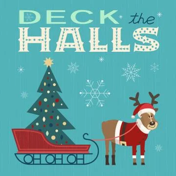 Fancy winter Holiday hand drawn vector poster Stock Illustration