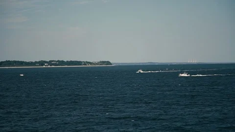 Fancy Yachts sail parallel to each other in Long Island Sound Stock-Footage 89670040