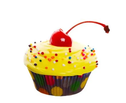 Fancy yellow cupcake Stock Photos