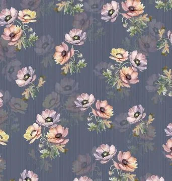 Fancy,Allover,Pattern,Seamless,Floral,Pattern,New,Digital,Print,Textile Stock Illustration