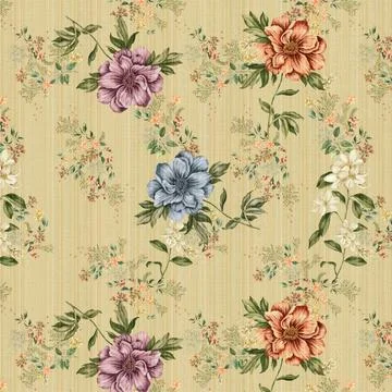 Fancy,Allover,Pattern,Seamless,Floral,Pattern,New,Digital,Print,Textile Stock-Illustration