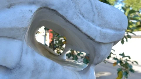 The fangs of the lion statue in Senso-ji Temple in Tokyo Japan Stock Footage 121380922