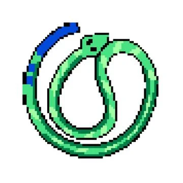 Fangs snake oriental pixel art vector illustration Stock Illustration