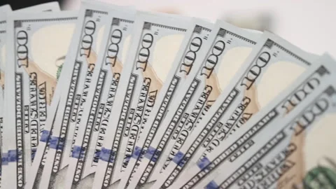 Fanned US dollar banknotes close up Stock Footage 343106019