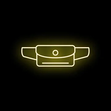 Fanny pack glowing neon yellow line icon Stock Illustration