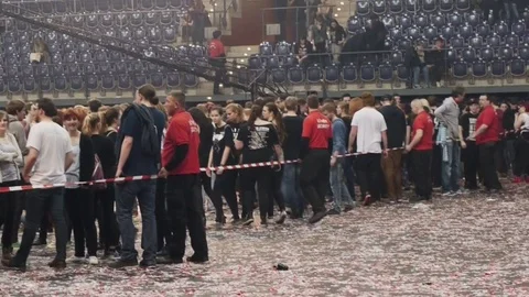 Fans after the rock show Stock Footage 72342953