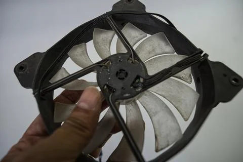Fans and coolers disassembled for technical maintenance Stock Photos