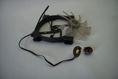 Fans and coolers disassembled for technical maintenance Stock Photos