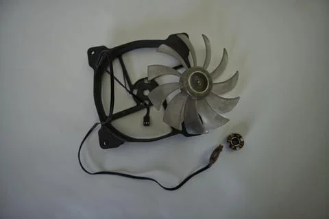 Fans and coolers disassembled for technical maintenance Stock Photos