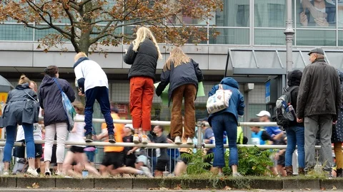 Fans and Suporters of the Marathon Stock Footage 116827745