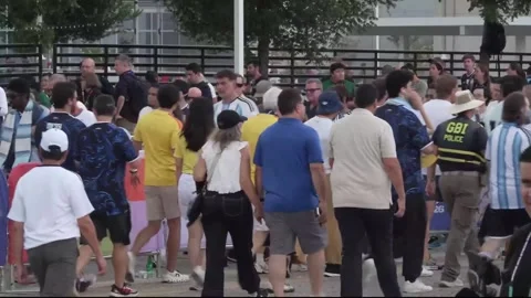 Fans arrive at the Atlanta Stadium for the World Cup semi-final  Stock Footage 339722595