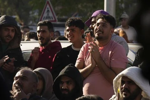 Fans in Baghdad react to their team qualifying for the FIFA World Cup 2026, Iraq Stock Photos