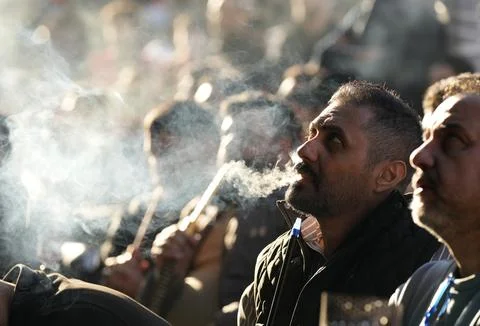Fans in Baghdad react to their team qualifying for the FIFA World Cup 2026, Iraq Stock Photos
