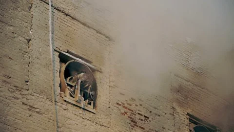 Fans on the building blow steam Stock Footage 82139904