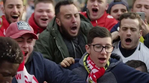 Fans celebrating together Stock Footage 77027815