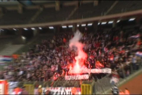 Fans cheering fire works Stock Footage 877972