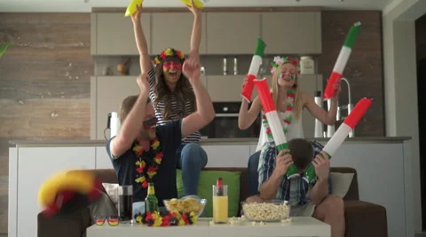 Fans cheering teams of germany and italy Stock Footage 63498286