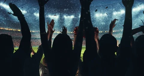 Fans clapping hands to cheer their favorite sports team on the stands of the Stock Footage 92726702
