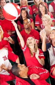 Fans: crowd plays with beach ball Stock Photos