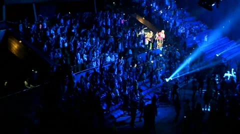 Fans dancing, Burn Battle School 2014 (break-dance show) in Kiev, Ukraine. Video stock 41455553
