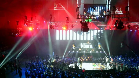 Fans dancing, Burn Battle School 2014 (break-dance show) in Kiev, Ukraine. Stock Footage 41457834