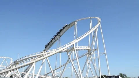 Fans enjoying roller coaster during Rock in Rio Festival Stock Footage 117693600