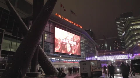 Fans Outside of Air Canada Centre during the Winter Stock Footage 141077594