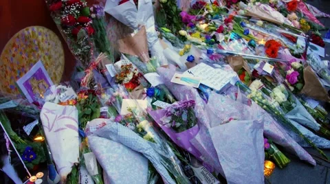 Fans pay tribute to legendary music icon David Bowie Video stock 59060094