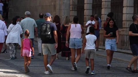 Fans, protagonists in the Mass of the Virgin of the Tabernacle, Toledo, Toledo,  Stock Footage 314899538