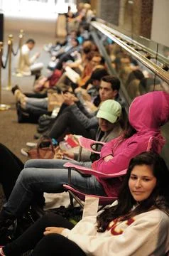 Fans Queue For Tickets To See Hamlet Starring Benedict Cumberbatch At The Barbic Stock Photos