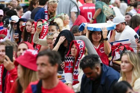Fans react in Oslo as Norway lose to France in FIFA World Cup - 26 Jun 2026 Stock Photos