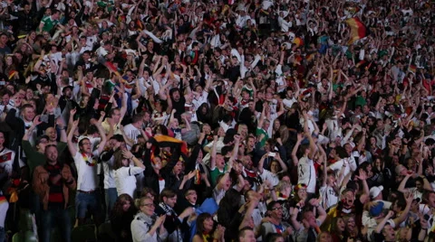 Fans Reaction Cheering Goal Crowd People Football Soccer Stadium World Cup Final Stock Footage