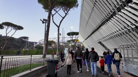 Fans Walking Around the Stadium Before the Match Stock Footage 281872999