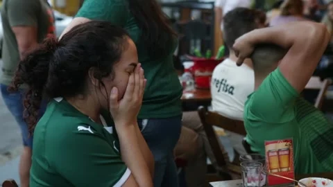 Fans watch the Copa Libertadores final in Brazil and react to the game_08 Stock Footage