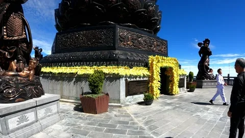 Fansipan Time lapse statue walk around 4k Stock Footage 222255058