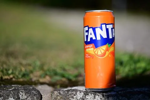 Fanta Orange Can. Photos