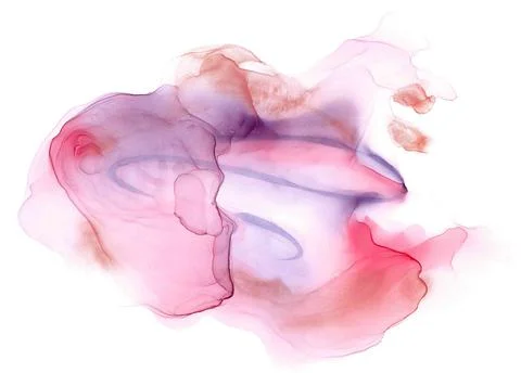 Fantastic 3d cosmic space with translucent pink clouds and peach splashes Illustrazione stock