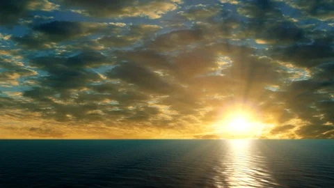 Fantastic 3d render of sunset on the sea Stock Footage 102057137