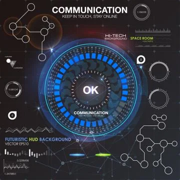 Fantastic abstract background with different elements of the HUD.  스톡 일러스트