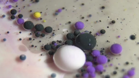 Fantastic abstract paint bubbles moving in slow motion. Chemical reaction of Stock Footage 87234100