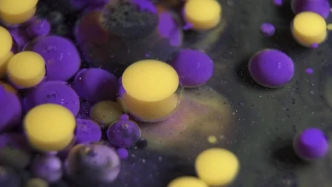 Fantastic abstract paint bubbles moving in slow motion. Chemical reaction of Stock Footage 87234472