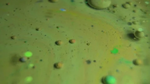 Fantastic abstract paint bubbles moving in slow motion. Chemical reaction of Stock Footage 87235101