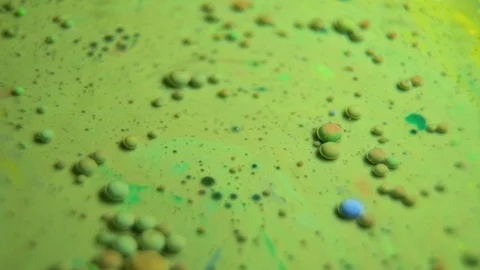 Fantastic abstract paint bubbles moving in slow motion. Chemical reaction of Stock Footage 87235257