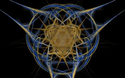 Fantastic abstract symbol in the form of intersecting lines of blue and brown Stock Illustration