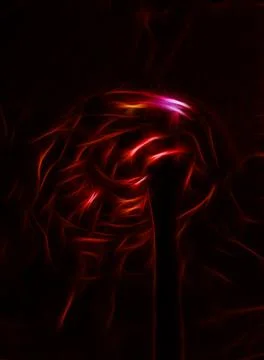 A fantastic abstraction with light, sinuous lines. Shiny, round streams. Illustrazione stock