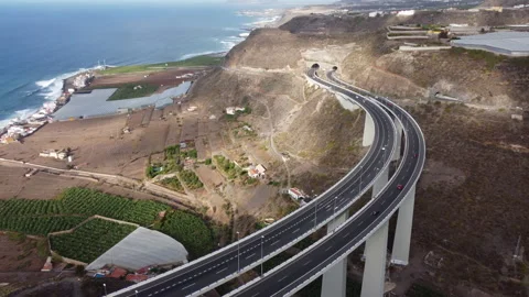Fantastic aerial view in orbit of the Silva bridge Stock Footage 245656375